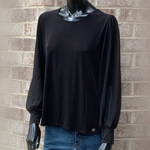 Calvin Klein M9HH7844 Crew Neck Chiffon Sleeve Blouse Sz S - Picture 4 of 16